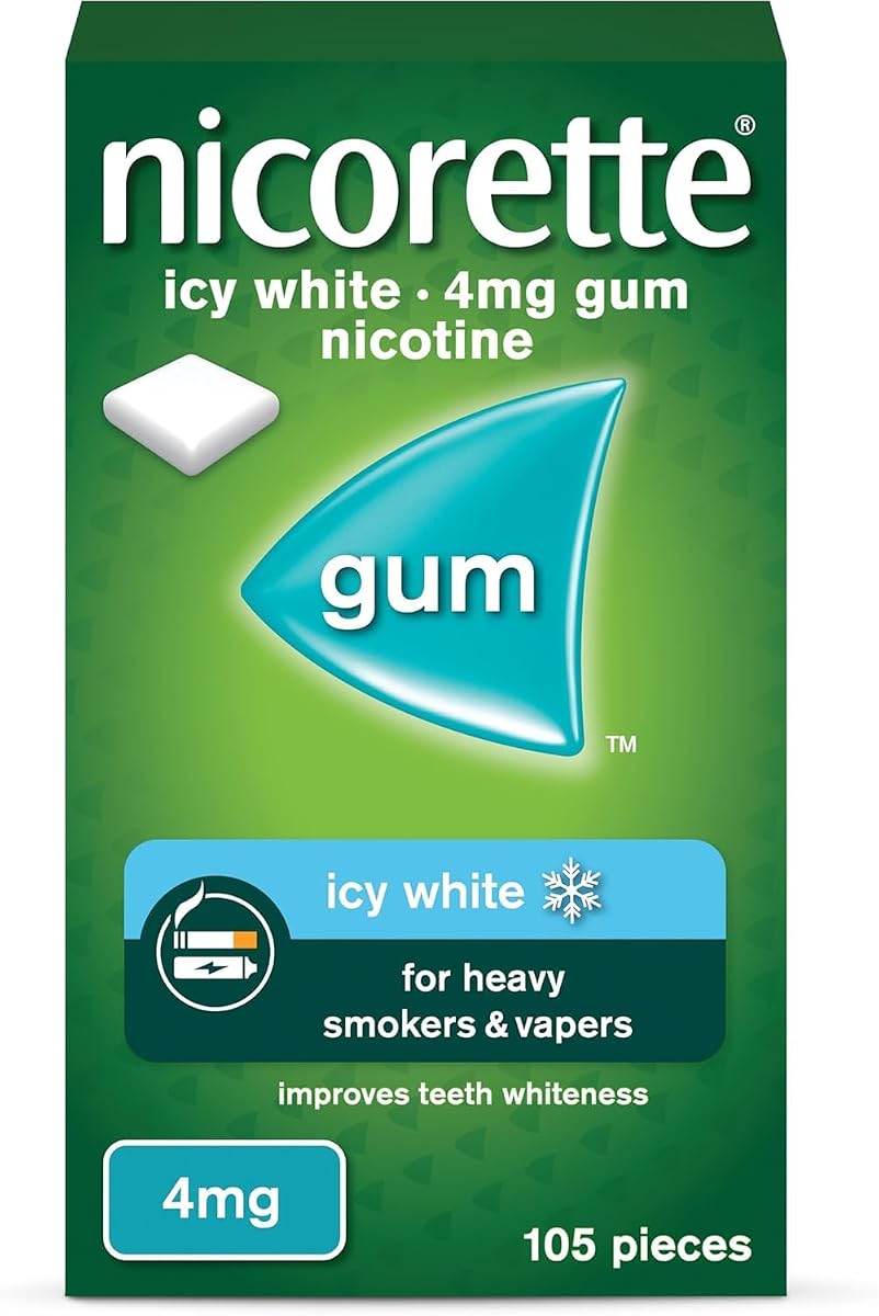 Nicorette Icy White Whitening Gum 4mg 105s
