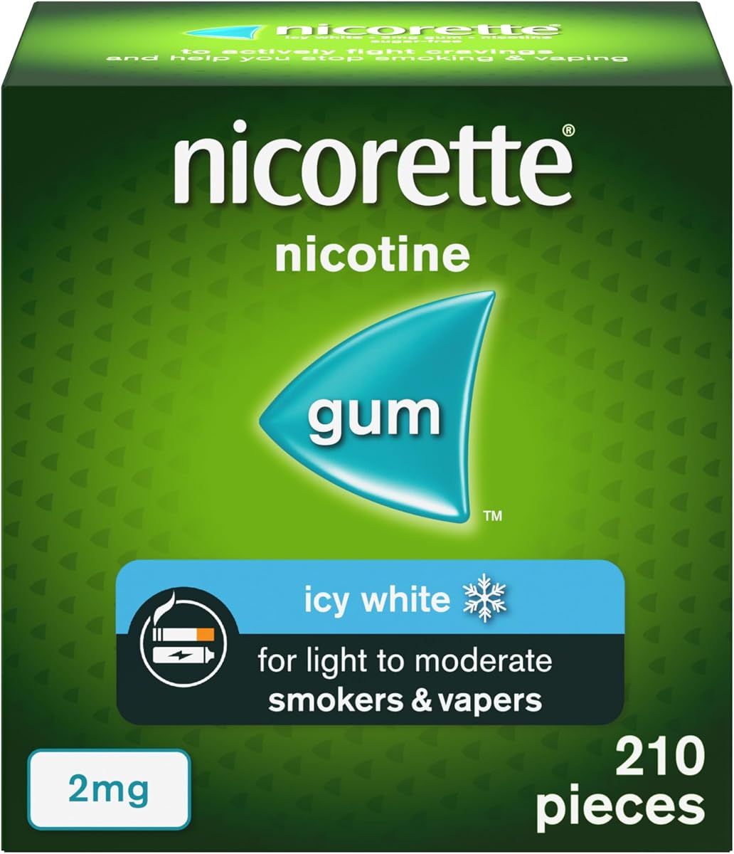 Nicorette Icy White Whitening Gum 2mg 105s