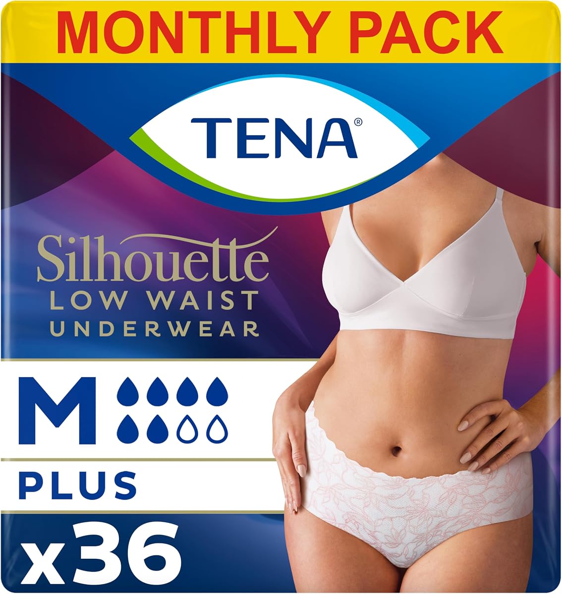 Tena Silhouette Pants Plus Medium Black 9 Pack